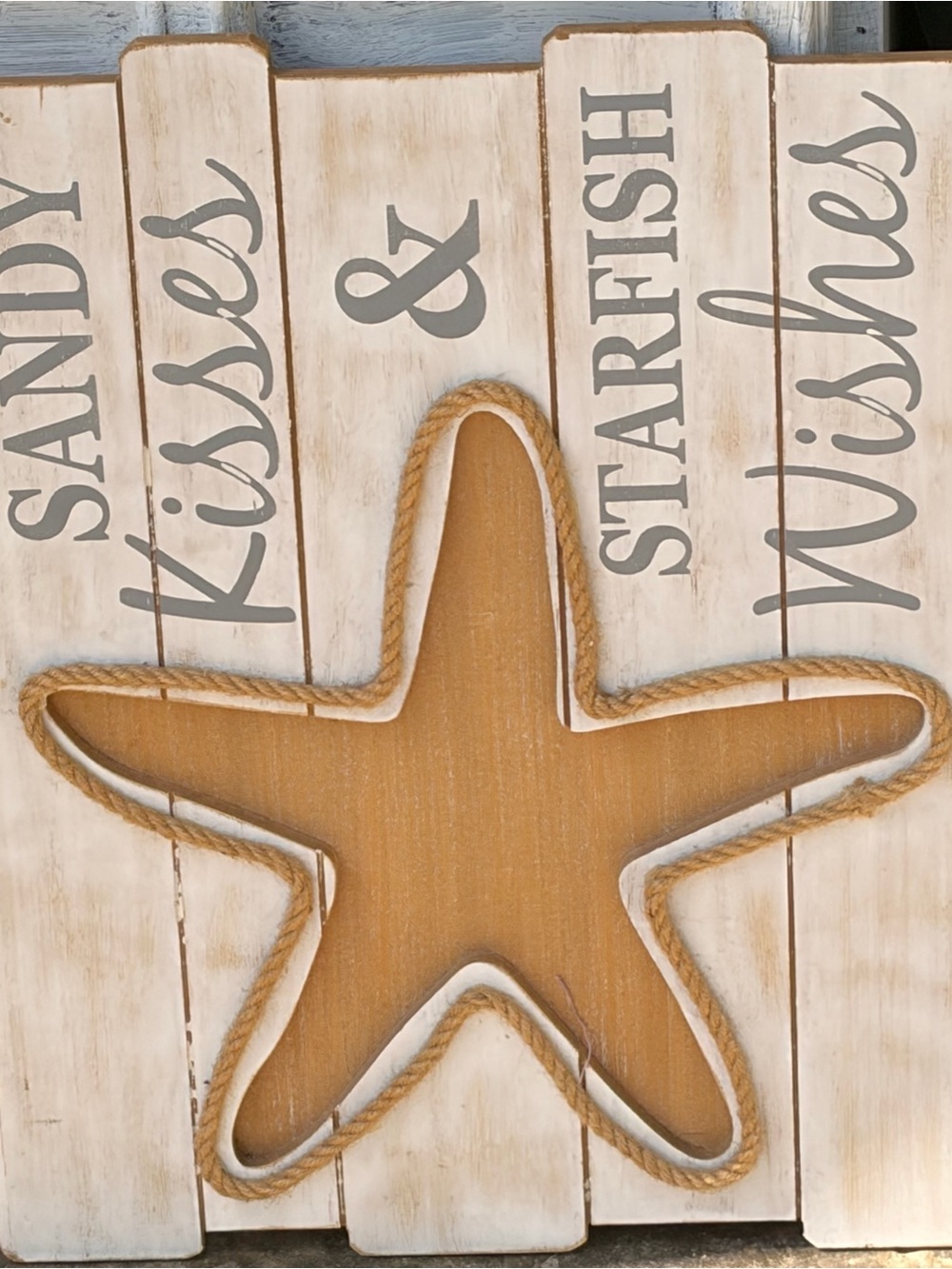 Wooden Starfish Wall Sign - Sandy Kisses & Wishes